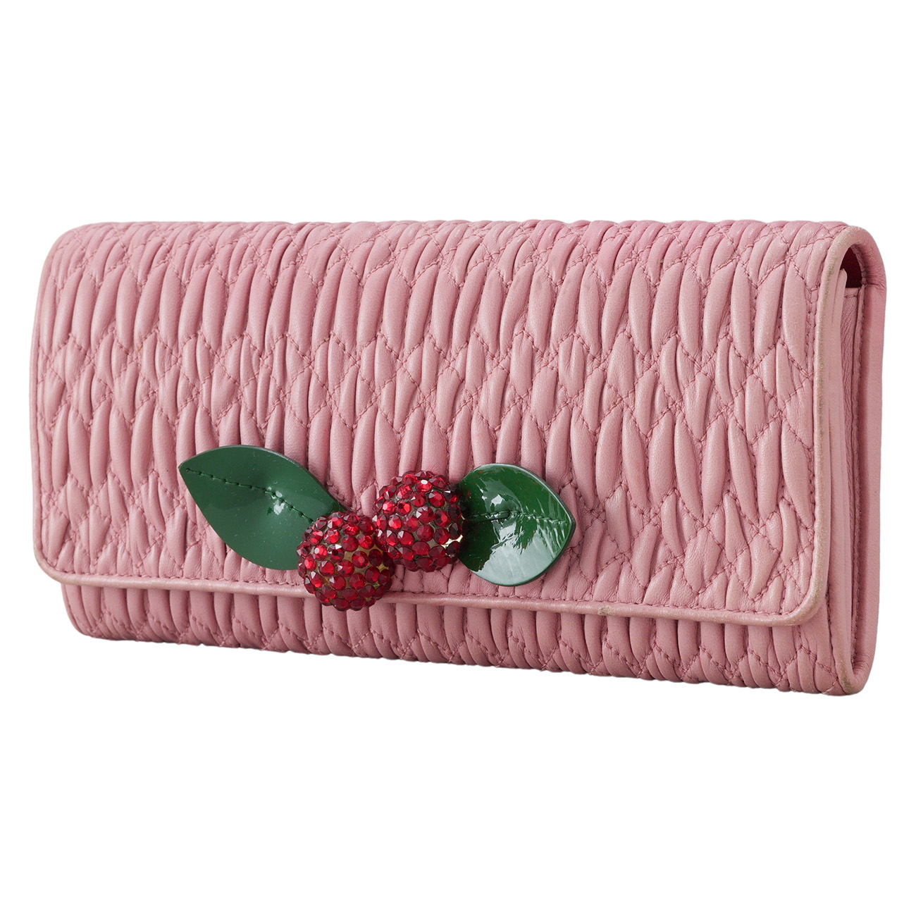 MIU MIU(USED)미우미우 나파 크리스탈 장식 체인 장지갑